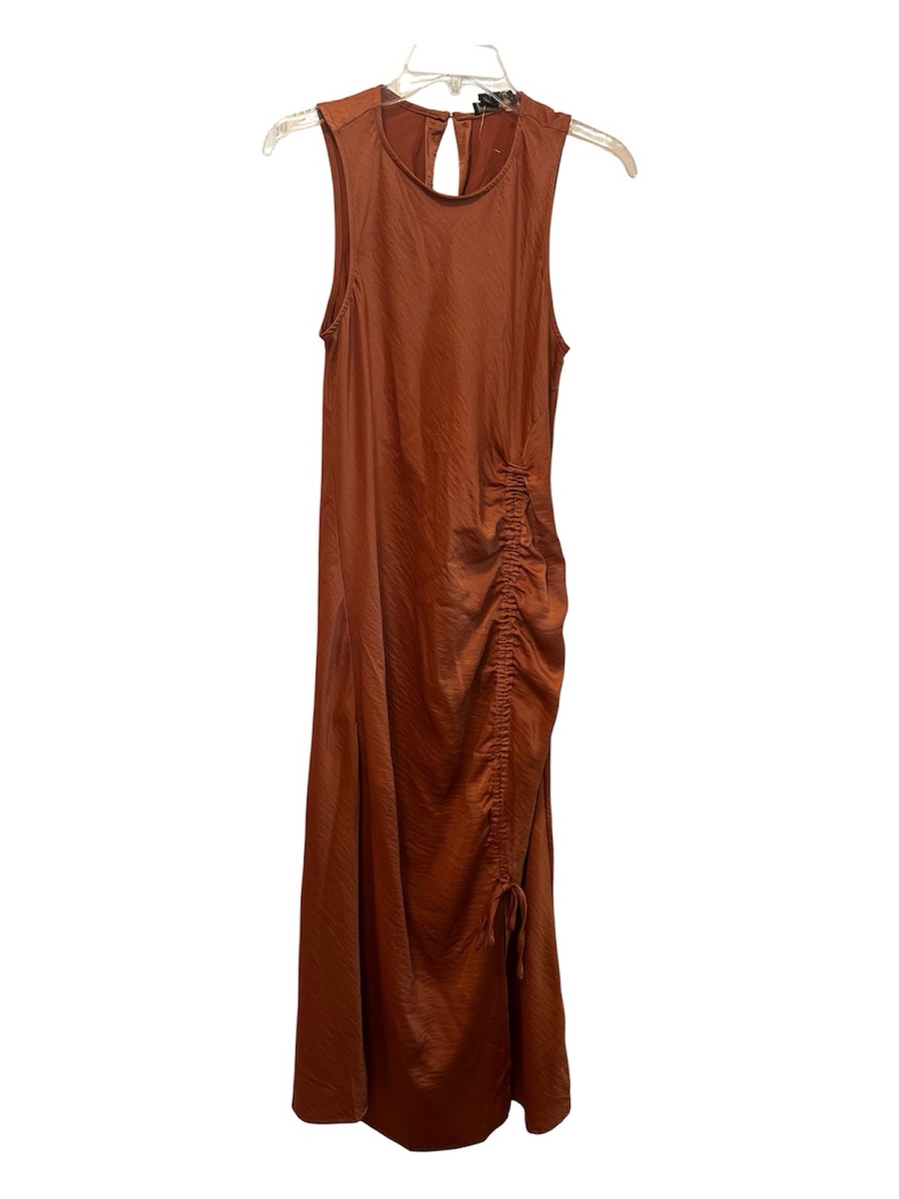 House of Harlow Sleeveless Rust Ruched Side Maxi Tank Dress